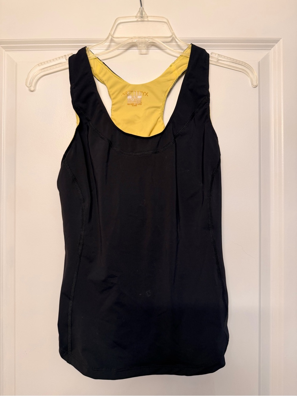 Arc'teryx Black Racerback sports Bra Tank with Yellow Inner Panel